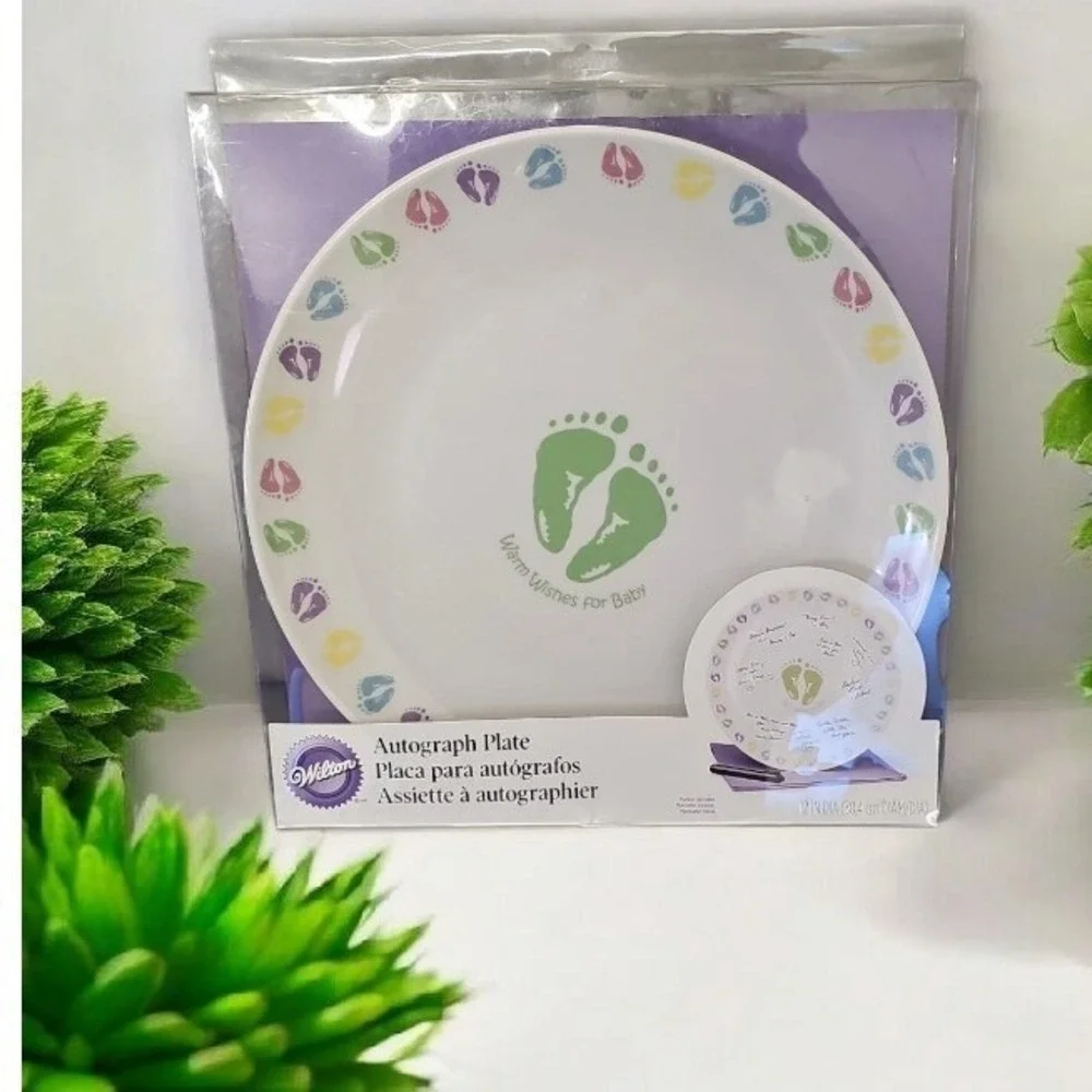 Wilton Autograph Plate Baby Shower Keepsake Warm Wishes‎ New in Box